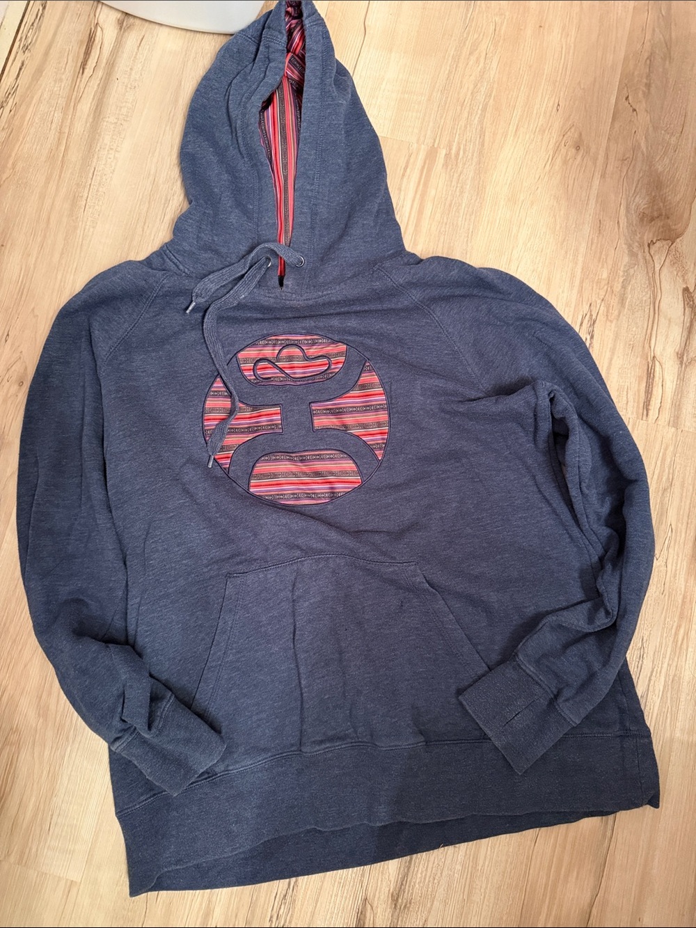 Hooey Navy Pullover Hoodie with Striped Logo Accent